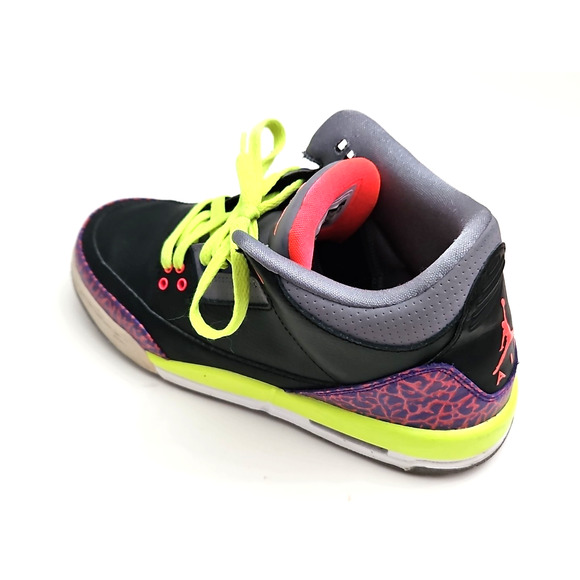 Nike Air Jordan 3 Retro Sneakers Black Atomic Red Kids 6.5Y Basketball Shoes - Picture 11 of 16